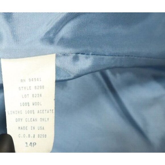 ADOLFO STUDIO - WOMEN'S BLUE ONE-BUTTON 100% WOOL BLAZER JACKET - SIZE 14P - Picture 8 of 15